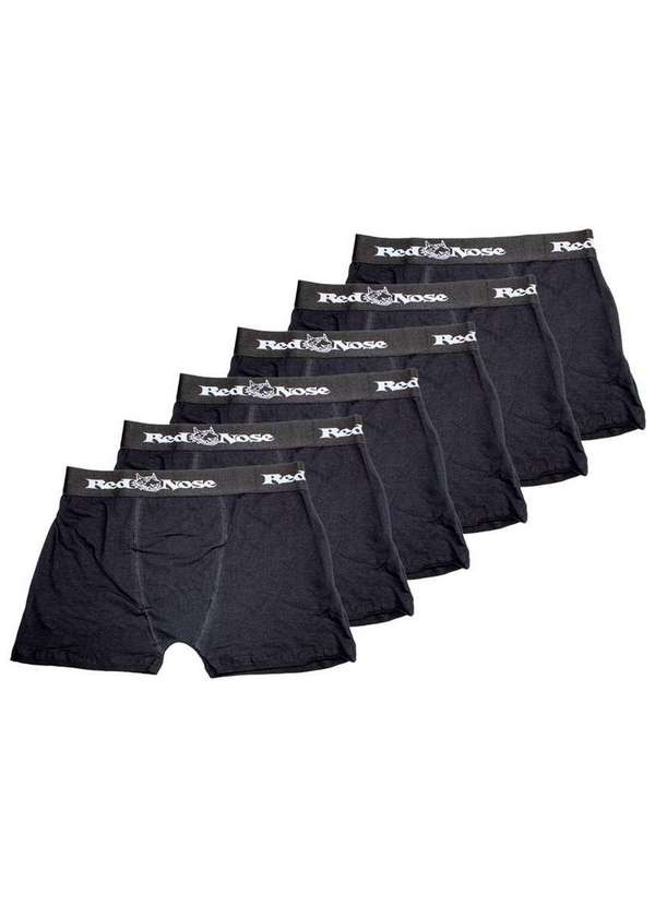 Red Nose - Kit com 6 Cuecas Boxer Red Nose 320 Preto