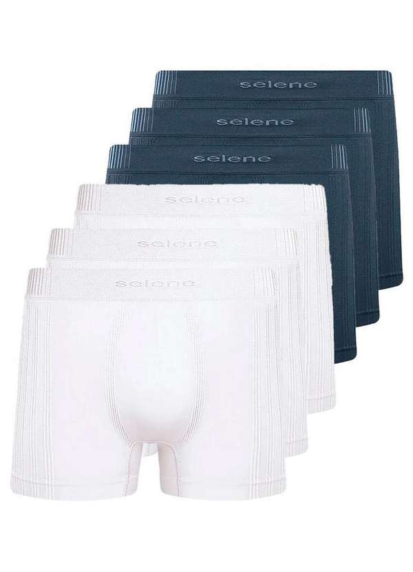 Selene - Kit com 6 Cuecas Boxer Selene 11070-002/003/440 Branco-Chumbo