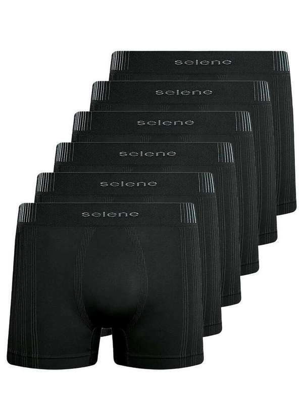 Selene - Kit com 6 Cuecas Boxer Selene 11070-002/003/440 Preto