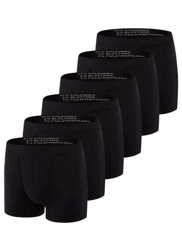 Trifil - Kit com 6 Cuecas Boxer Trifil 4620 Preto