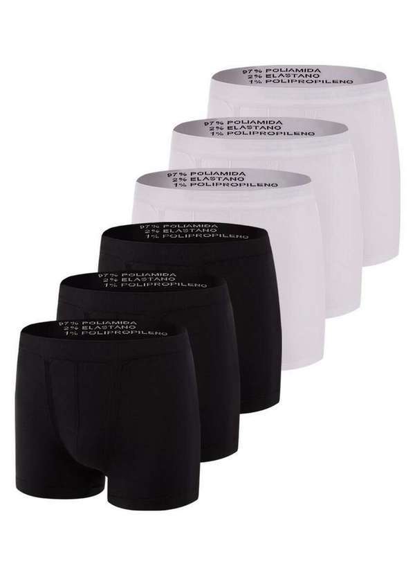 Trifil - Kit com 6 Cuecas Boxer Trifil 4620 Preto-Branco