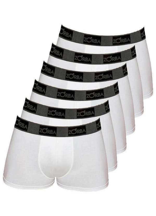 Zorba - Kit com 6 Cuecas Boxer Zorba 717 Branco