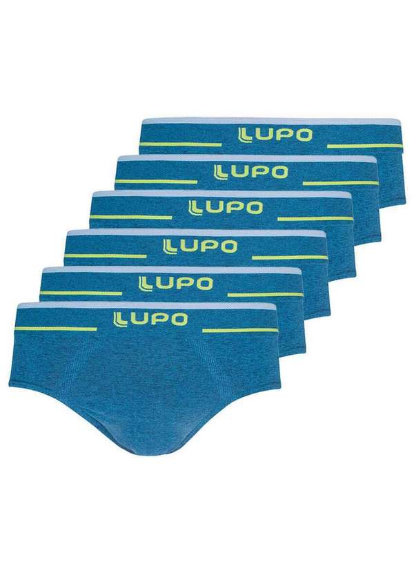 Lupo - Kit com 6 Cuecas Slip Lupo 624-003 Azul