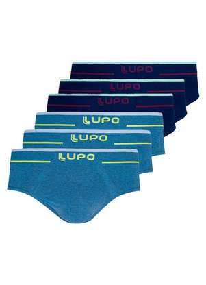 Kit com 6 Cuecas Slip Lupo 624-003 - LUPO