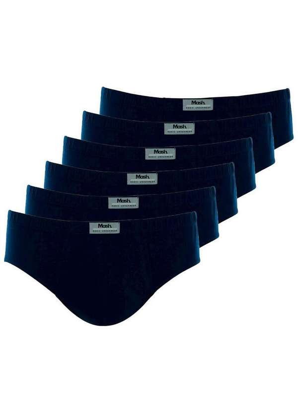 Mash - Kit com 6 Cuecas Slip Mash 074.58 Marinho