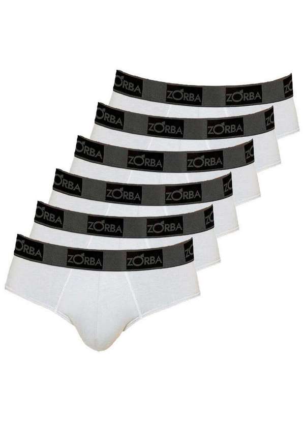 Zorba - Kit com 6 Cuecas Slip Zorba 716 Branco