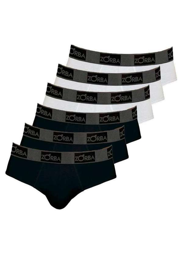 Zorba - Kit com 6 Cuecas Slip Zorba 716 Preto-Branco