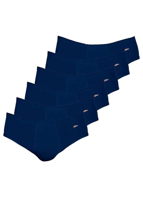 Zorba - Kit com 6 Cuecas Slip Zorba com Abertura 172 Plus Size Marinho