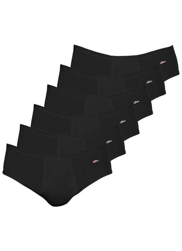 Zorba - Kit com 6 Cuecas Slip Zorba com Abertura 172 Plus Size Preto