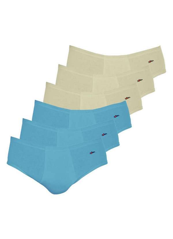 Zorba - Kit com 6 Cuecas Slip Zorba com Abertura 172 Denin-Bege