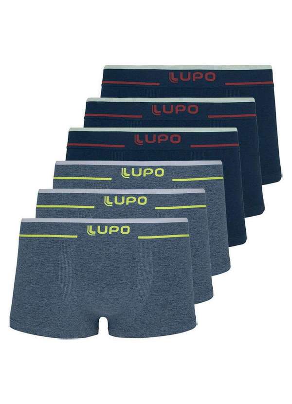 Lupo - Kit com 6 Cuecas Sunga Lupo 526-001 Azul-Marinho
