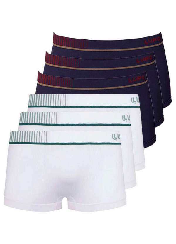 Lupo - Kit com 6 Cuecas Sunga Lupo 676-003 Branco-Marinho