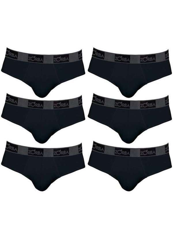 Zorba - Kit com 6 Cuecas Zorba Slip 0716-1 Preto