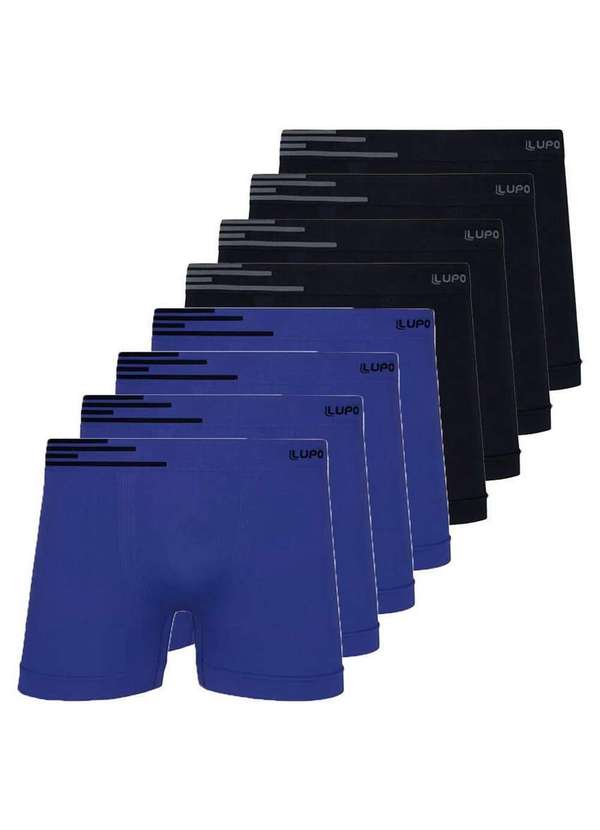Lupo - Kit com 8 Cuecas Boxer Lupo 436-088 Azul-Náutico-Preto