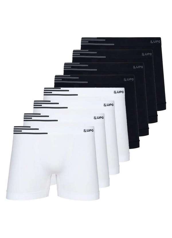 Lupo - Kit com 8 Cuecas Boxer Lupo 436-088 Branco-Preto