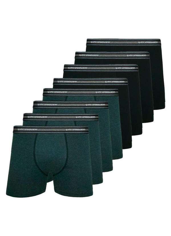 Lupo - Kit com 8 Cuecas Boxer Lupo 523-088 Chumbo-Preto