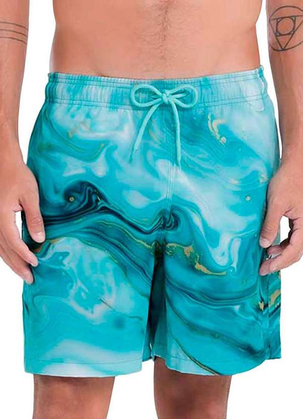 Mash - Shorts Masculino Praia Mash 615.35 Vd11-Verde-Agua