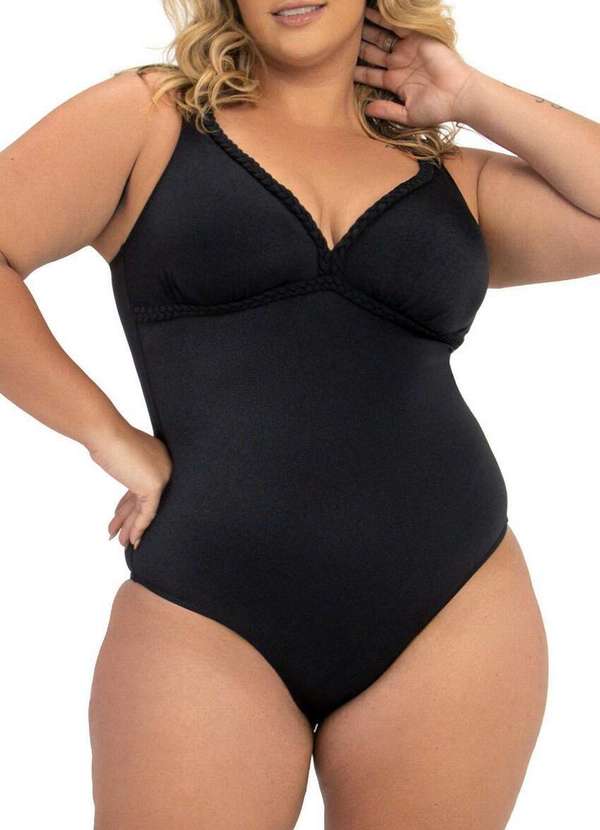 Maiô Banho de Mar Plus Size 012-Preto Meias Sao Jorge