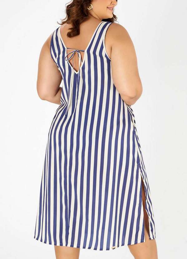 Banho de Mar - Vestido Saída Banho de Mar 624.903 Plus Size 1018-Listras-Netuno 2