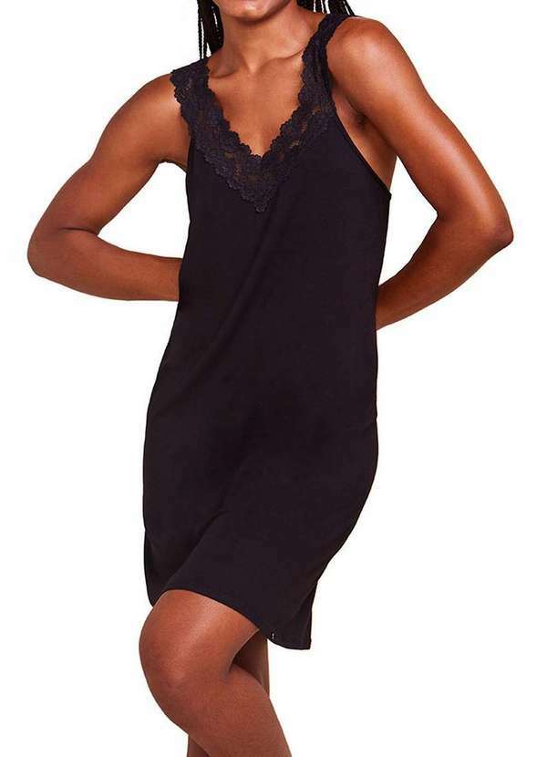 Bonjour - Camisola Feminina Curta Bonjour 0bl11180 Pto-Preto