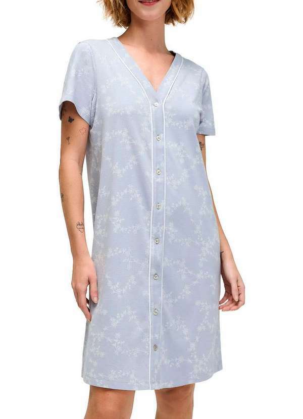 Hering - Camisola Feminina Curta com Abertura Hering 7cyp 1j-Azul
