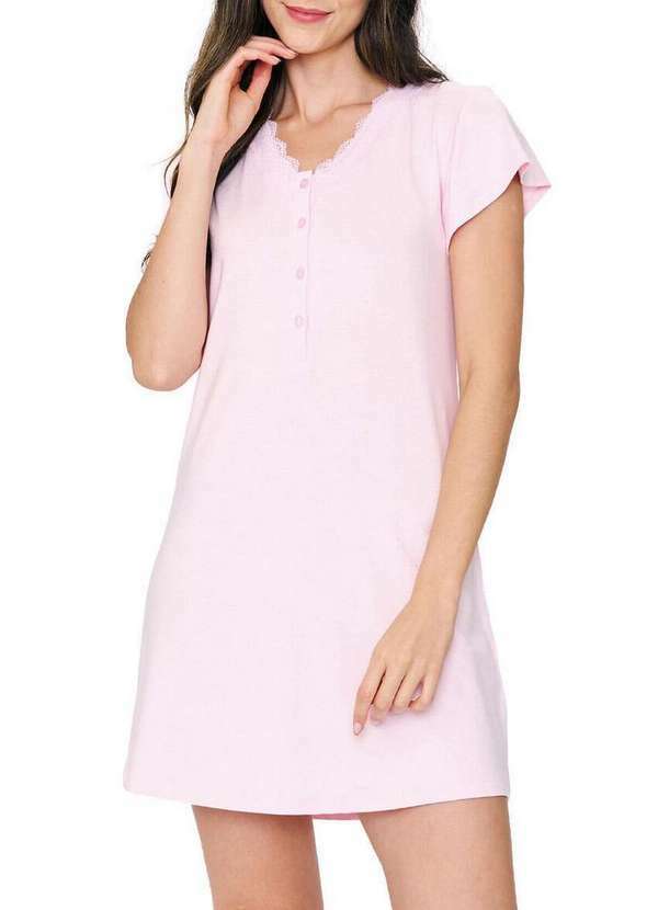 Podiun - Camisola Feminina Curta com Abertura Podiun 256046 330-Rosa-Pureza