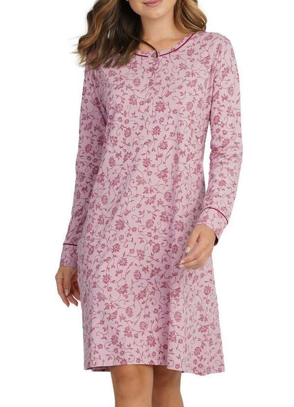 Podiun - Camisola Feminina Curta com Abertura Podiun 256181 445-Floral-Vintage