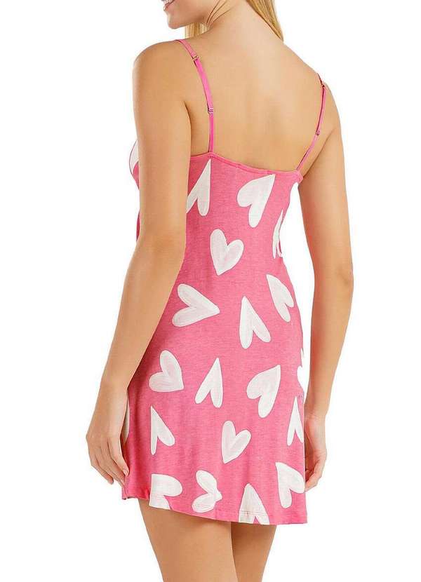 Cor com Amor - Camisola Feminina Curta Cor com Amor 2010285 Rosa-Corações 2