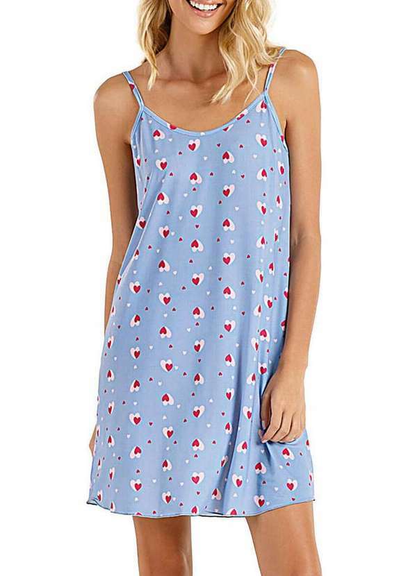 Cor com Amor - Camisola Feminina Curta Cor com Amor 2010344 Azul