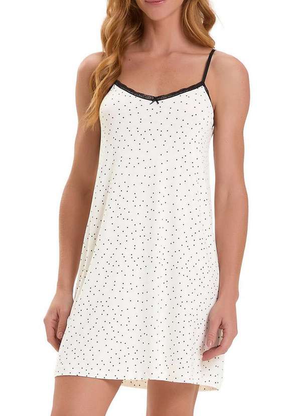 Cor com Amor - Camisola Feminina Curta Cor com Amor 2010949 Off-White