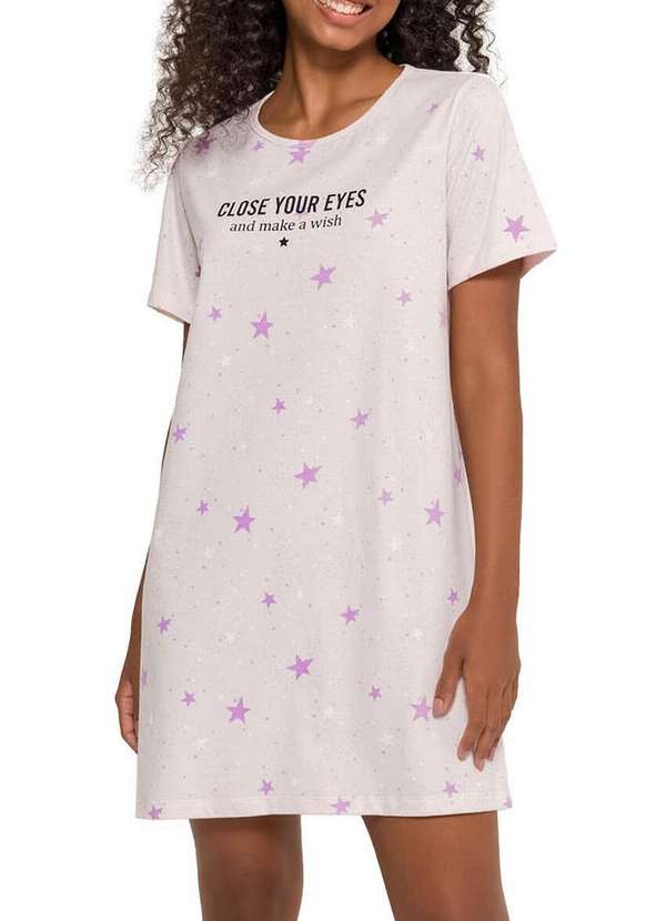 Espaço Pijama - Camisola Feminina Curta Espaço Pijama 4010225 Rosa-Claro