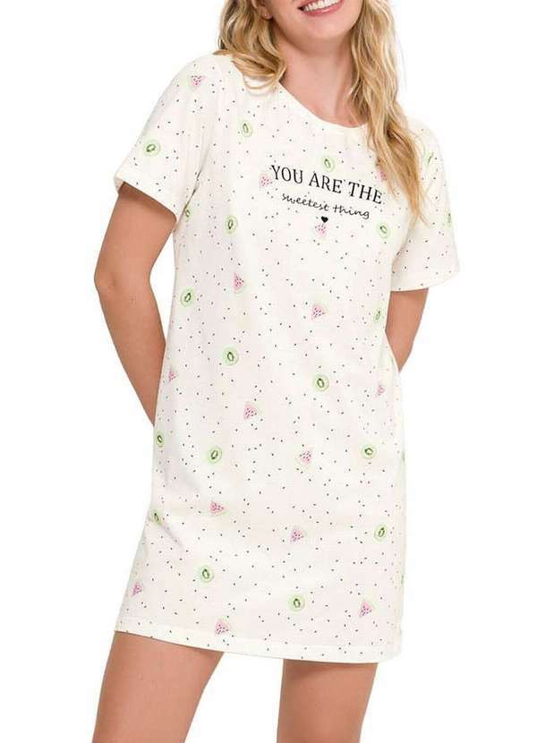 Espaço Pijama - Camisola Feminina Curta Espaço Pijama 4010232 Off-White