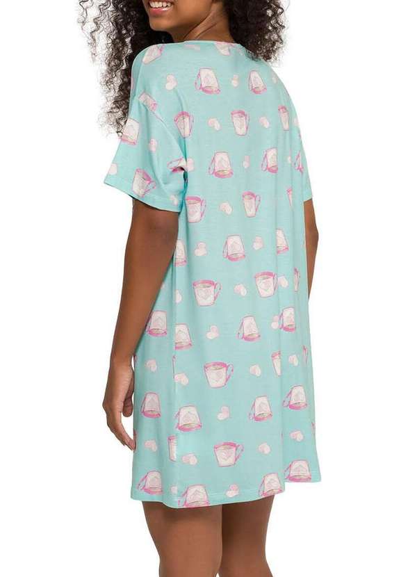 Espaço Pijama - Camisola Feminina Curta Espaço Pijama 4010261 Verde-Claro 2