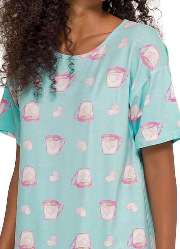 Espaço Pijama - Camisola Feminina Curta Espaço Pijama 4010261 Verde-Claro 3