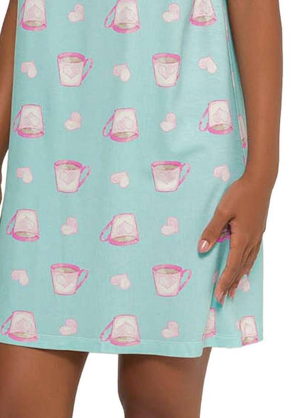 Espaço Pijama - Camisola Feminina Curta Espaço Pijama 4010261 Verde-Claro 4