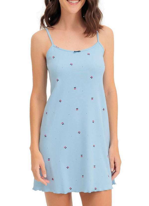Espaço Pijama - Camisola Feminina Curta Espaço Pijama 4010419 Azul