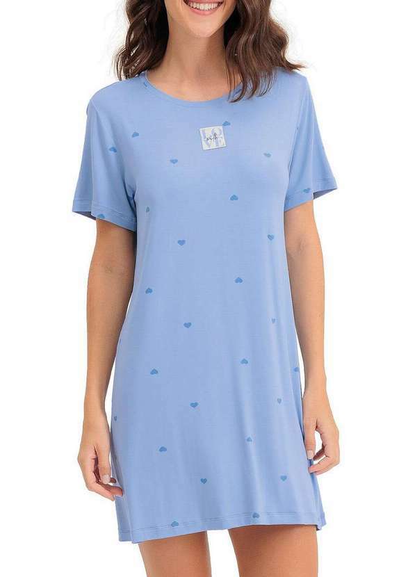 Espaço Pijama - Camisola Feminina Curta Espaço Pijama 4010449 Azul
