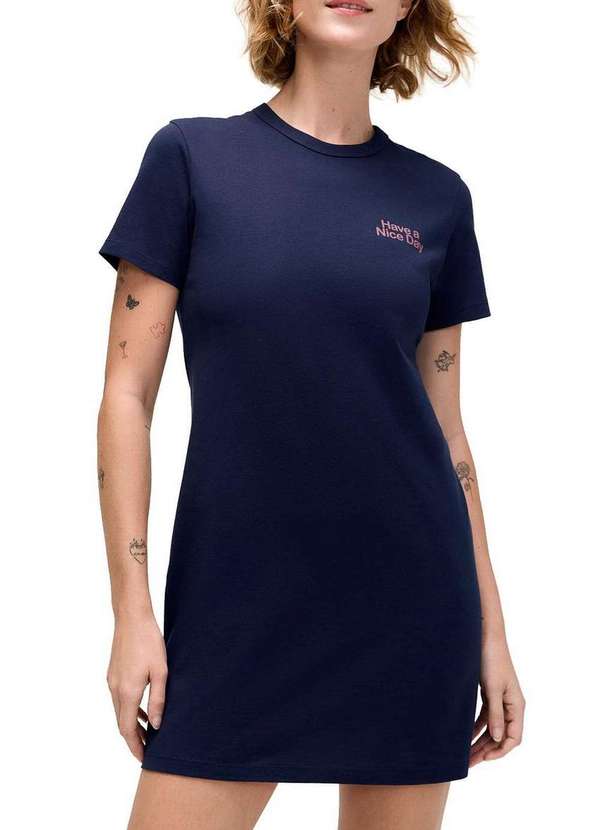 Hering - Camisola Feminina Curta Hering 7c5z Axt-Azul-Escuro