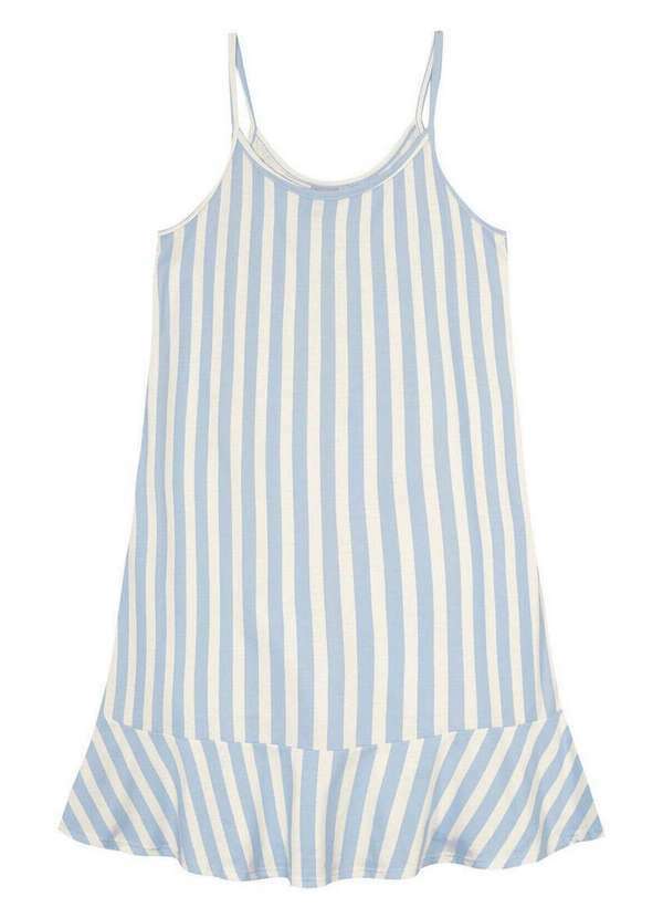 Malwee - Camisola Feminina Curta Malwee 1000120722 Di77b-Azul-Claro-Listrado
