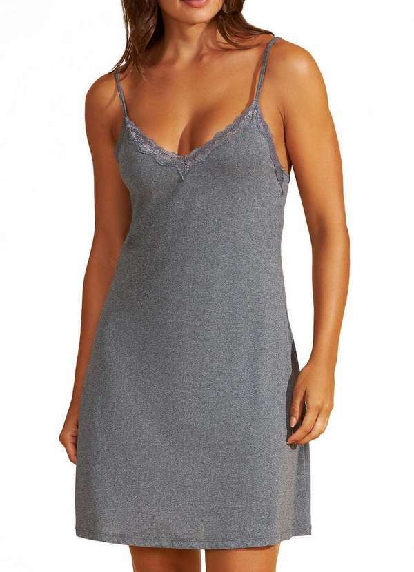 Recco - Camisola Feminina Curta Recco 17948 00134-Mescla-Cinza