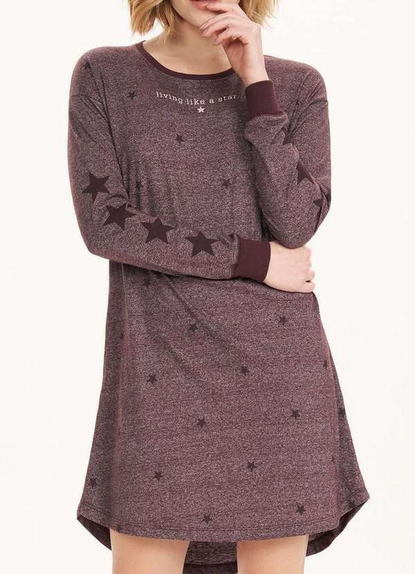 Cor com Amor - Camisola Feminina Longa Cor com Amor 12583 Vinho