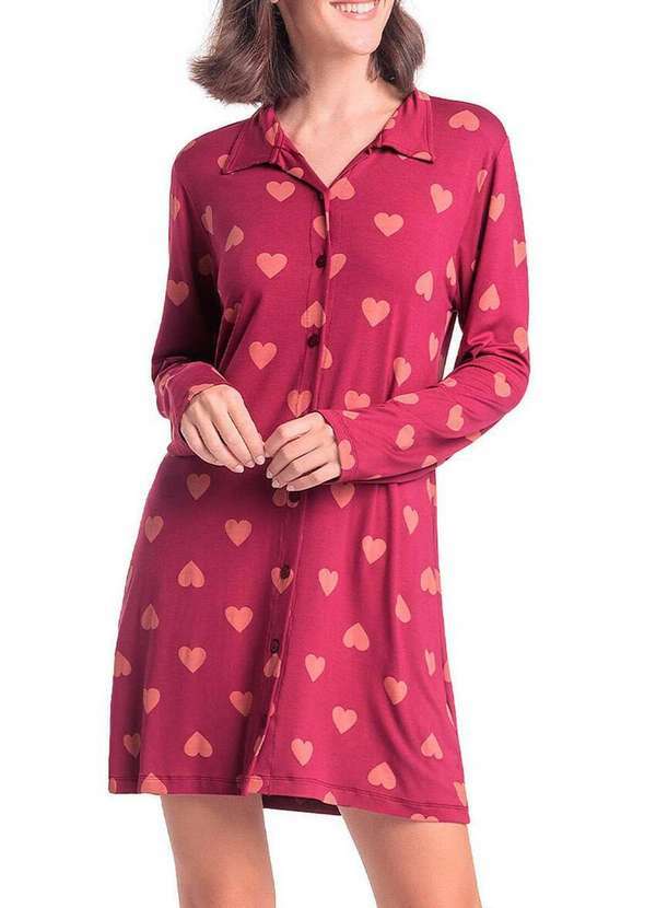 Espaço Pijama - Camisola Longa com Abertura Espaço Pijama 4010282 Vinho