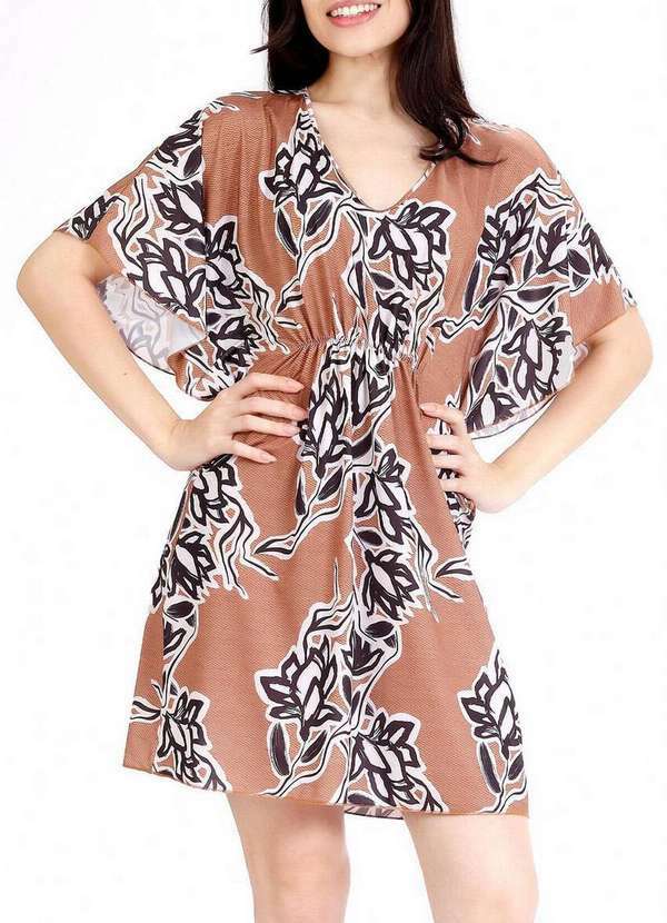 Recco - Kaftan Feminino Curto Recco 20608 20007-Est.Lenço