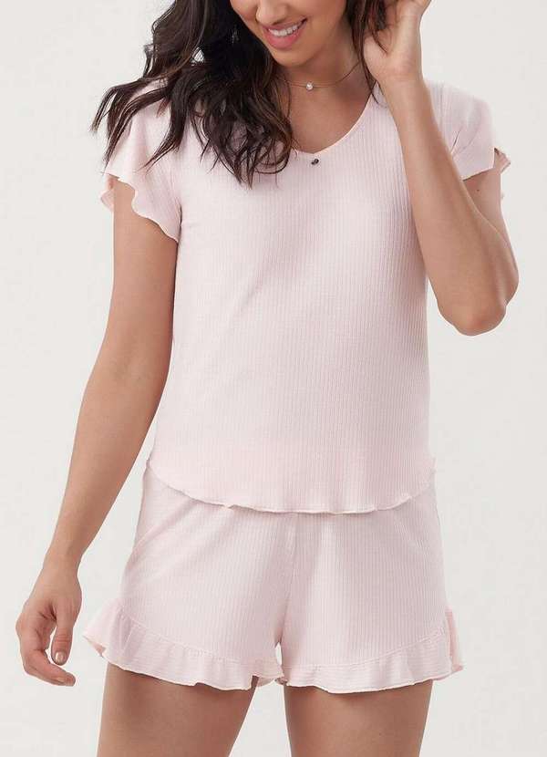 Pijama Feminino Curto Cor com Amor 12405 11468-Rosa-Claro - Meias Sao Jorge