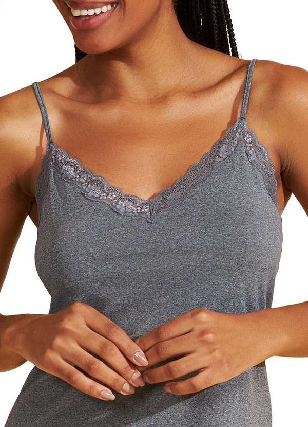 Recco - Pijama Feminina Curta Recco 17949 00134-Mescla-Cinza 3