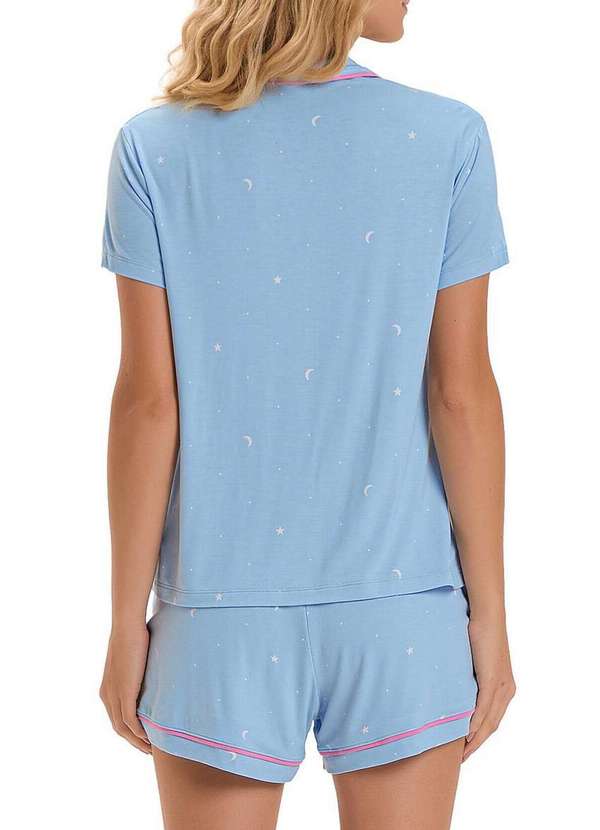 Cor com Amor - Pijama Feminino Curto com Abertura Cor com Amor 2010812 Azul 2