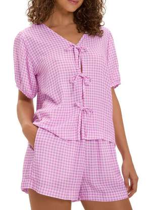 Pijama Feminino Curto com Abertura Cor com Amor 2010813 - COR COM AMOR