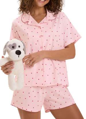 Pijama Feminino Curto com Abertura Cor com Amor 2010988 - COR COM AMOR