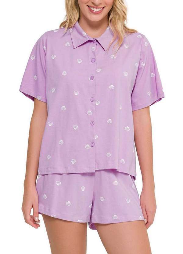 Espaço Pijama - Pijama Feminino Curto com Abertura Espaço Pijama 4010181 Lilás