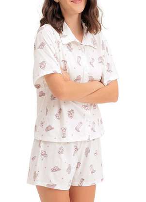Pijama Feminino Curto com Abertura Espaço Pijama 4010410 - ESPAÇO PIJAMA